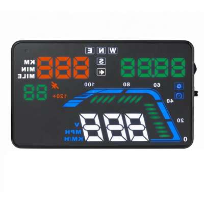 Safe Driving Car Accessories Q7 Multi Colors GPS Speedometer 5.5 Inch Head Up Display